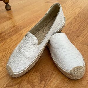 Soludos whit crocodile leather smoking loafer espadrille